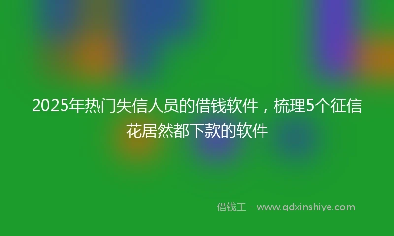 2025年热门失信人员的借钱软件，梳理5个征信花居然都下款的软件