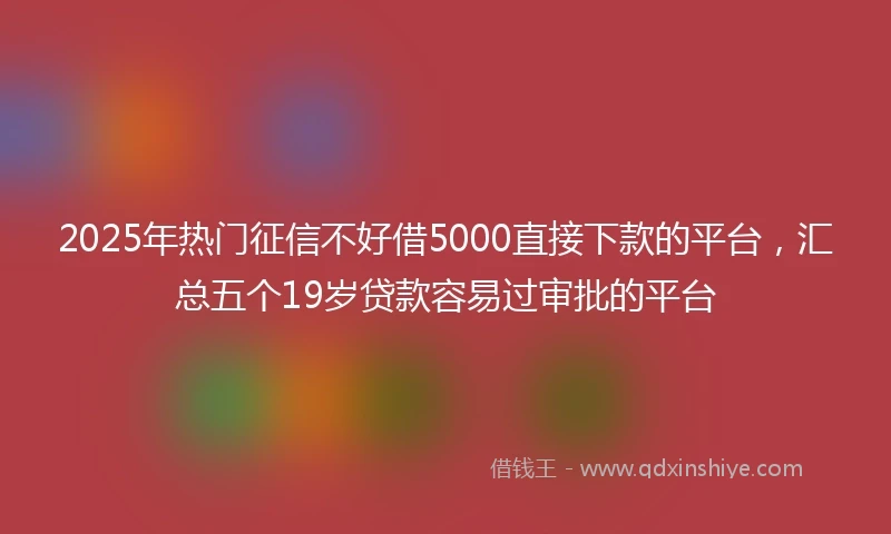 2025年热门征信不好借5000直接下款的平台，汇总五个19岁贷款容易过审批的平台