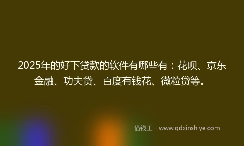 2025年的好下贷款的软件有哪些有：花呗、京东金融、功夫贷、百度有钱花、微粒贷等。