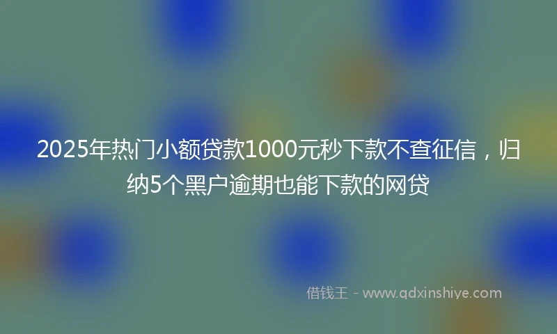2025年热门小额贷款1000元秒下款不查征信，归纳5个黑户逾期也能下款的网贷