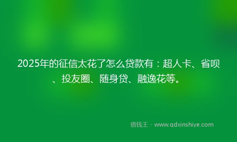2025年的征信太花了怎么贷款有：超人卡、省呗、投友圈、随身贷、融逸花等。