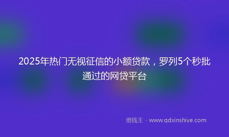 2025年热门无视征信的小额贷款，罗列5个秒批通过的网贷平台