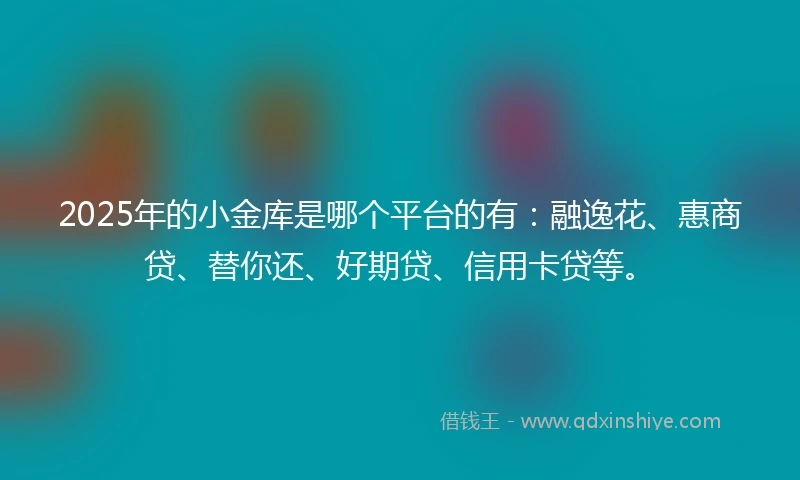 2025年的小金库是哪个平台的有：融逸花、惠商贷、替你还、好期贷、信用卡贷等。