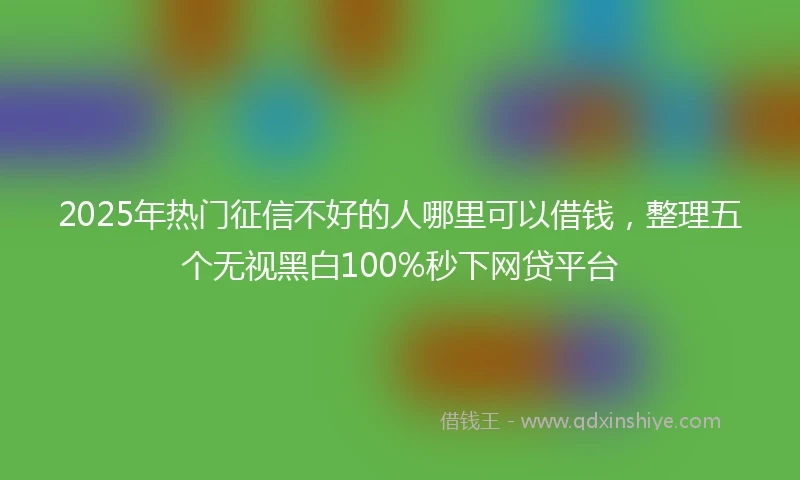 2025年热门征信不好的人哪里可以借钱，整理五个无视黑白100%秒下网贷平台