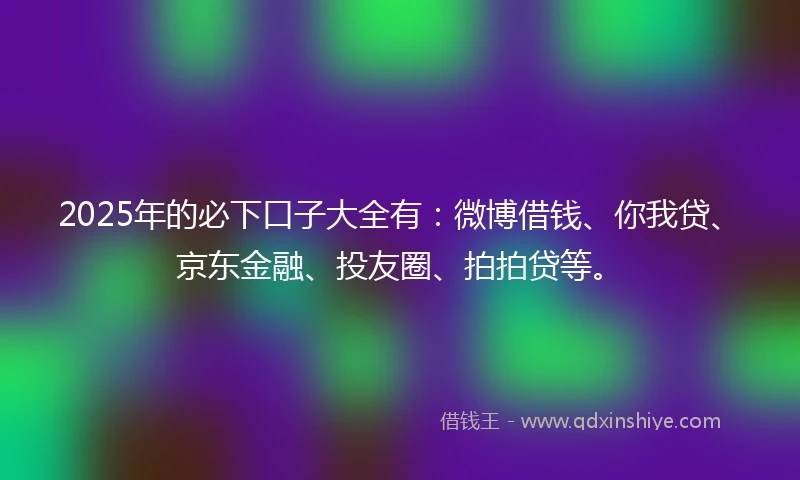 2025年的必下口子大全有：微博借钱、你我贷、京东金融、投友圈、拍拍贷等。
