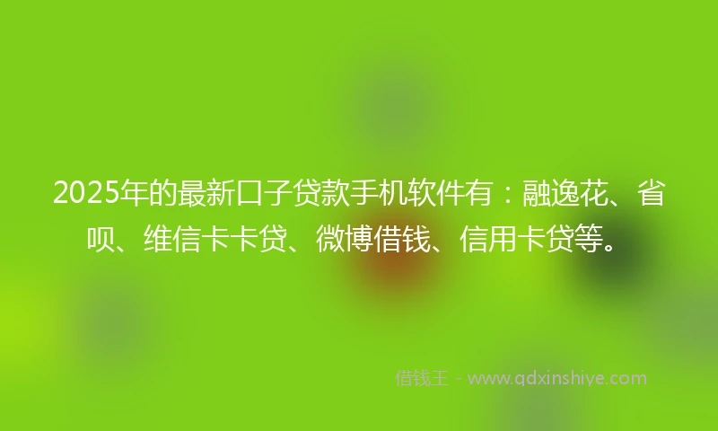 2025年的最新口子贷款手机软件有：融逸花、省呗、维信卡卡贷、微博借钱、信用卡贷等。