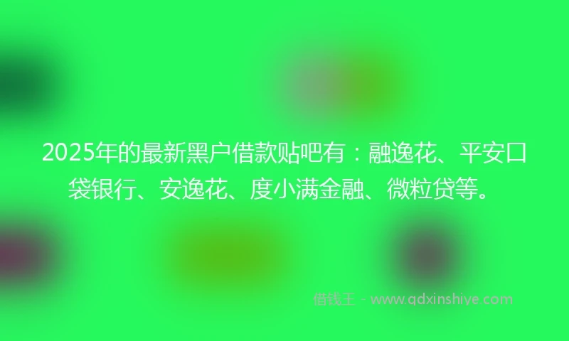 2025年的最新黑户借款贴吧有：融逸花、平安口袋银行、安逸花、度小满金融、微粒贷等。