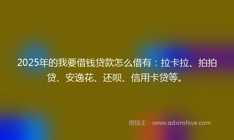 2025年的我要借钱贷款怎么借有：拉卡拉、拍拍贷、安逸花、还呗、信用卡贷等。