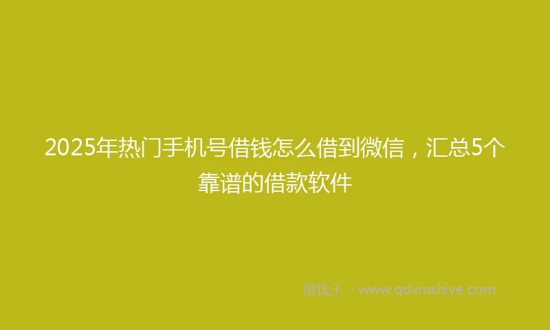 2025年热门手机号借钱怎么借到微信，汇总5个靠谱的借款软件