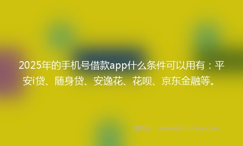 2025年的手机号借款app什么条件可以用有：平安i贷、随身贷、安逸花、花呗、京东金融等。
