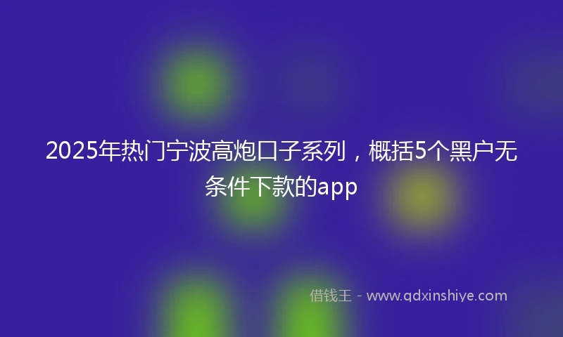 2025年热门宁波高炮口子系列，概括5个黑户无条件下款的app