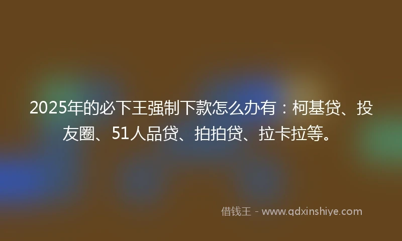 2025年的必下王强制下款怎么办有：柯基贷、投友圈、51人品贷、拍拍贷、拉卡拉等。