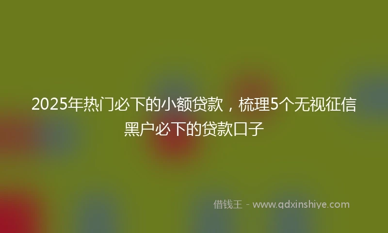 2025年热门必下的小额贷款，梳理5个无视征信黑户必下的贷款口子