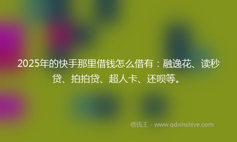 2025年的快手那里借钱怎么借有：融逸花、读秒贷、拍拍贷、超人卡、还呗等。