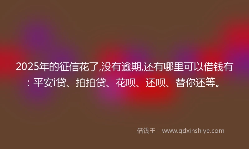 2025年的征信花了,没有逾期,还有哪里可以借钱有：平安i贷、拍拍贷、花呗、还呗、替你还等。