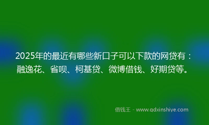 2025年的最近有哪些新口子可以下款的网贷有：融逸花、省呗、柯基贷、微博借钱、好期贷等。