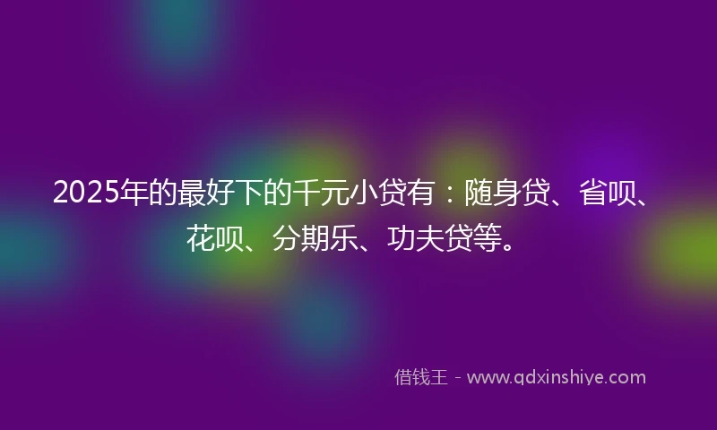 2025年的最好下的千元小贷有：随身贷、省呗、花呗、分期乐、功夫贷等。