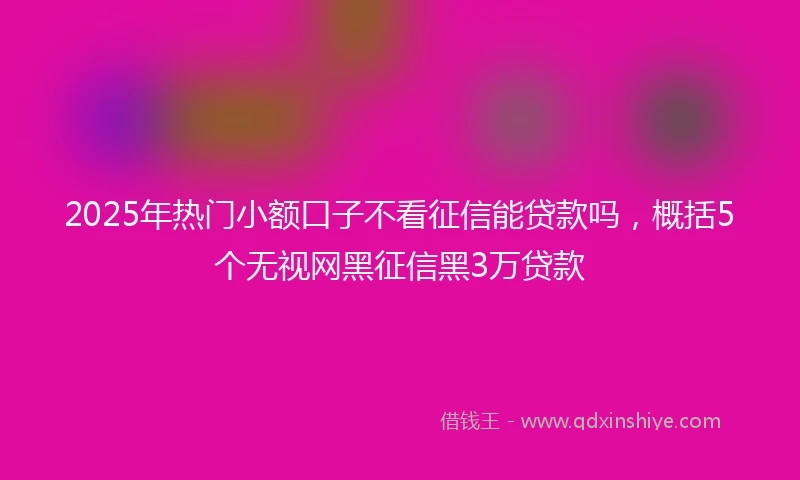 2025年热门小额口子不看征信能贷款吗，概括5个无视网黑征信黑3万贷款