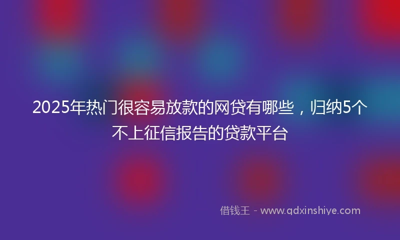 2025年热门很容易放款的网贷有哪些，归纳5个不上征信报告的贷款平台