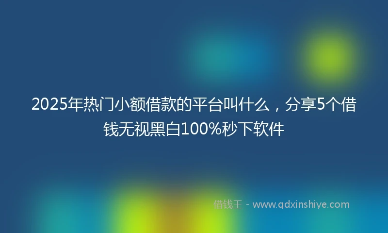 2025年热门小额借款的平台叫什么，分享5个借钱无视黑白100%秒下软件