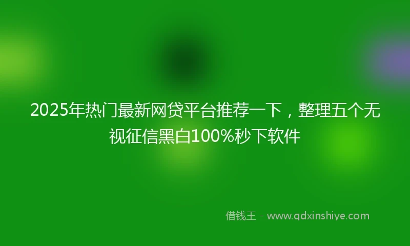 2025年热门最新网贷平台推荐一下，整理五个无视征信黑白100%秒下软件