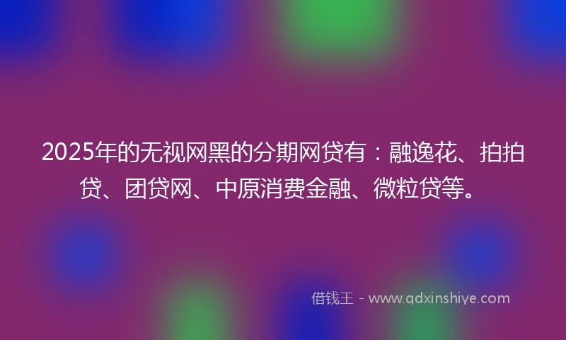 2025年的无视网黑的分期网贷有：融逸花、拍拍贷、团贷网、中原消费金融、微粒贷等。