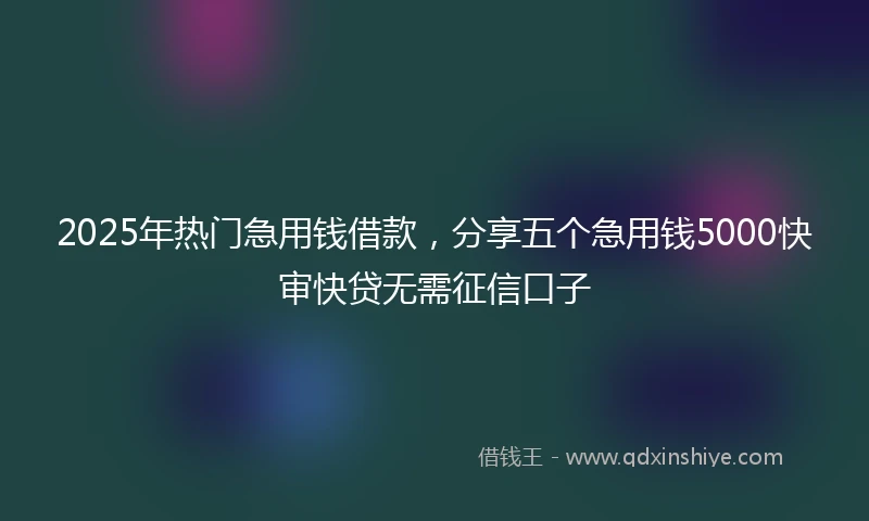 2025年热门急用钱借款，分享五个急用钱5000快审快贷无需征信口子