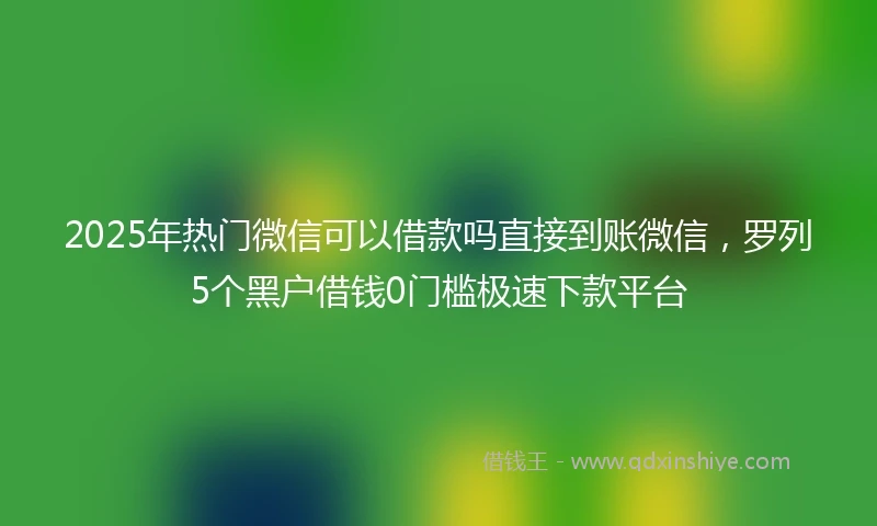 2025年热门微信可以借款吗直接到账微信，罗列5个黑户借钱0门槛极速下款平台