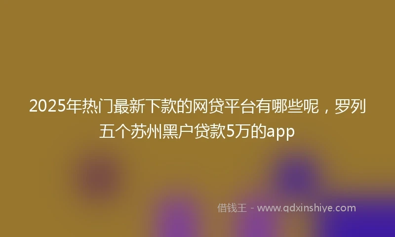 2025年热门最新下款的网贷平台有哪些呢，罗列五个苏州黑户贷款5万的app