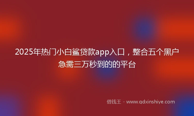 2025年热门小白鲨贷款app入口，整合五个黑户急需三万秒到的的平台