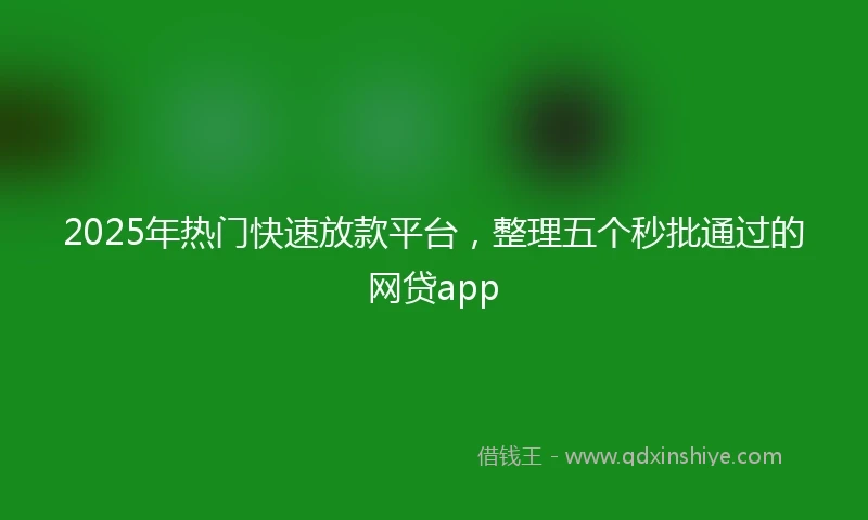 2025年热门快速放款平台，整理五个秒批通过的网贷app