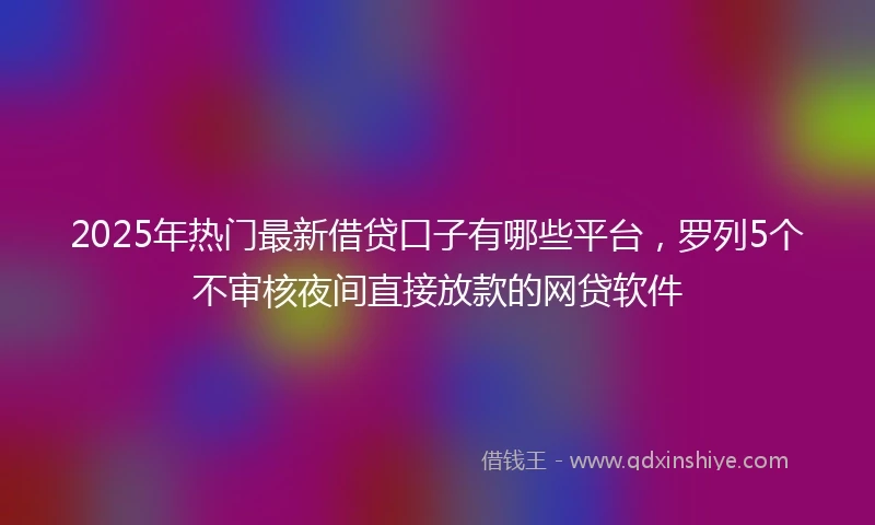 2025年热门最新借贷口子有哪些平台，罗列5个不审核夜间直接放款的网贷软件
