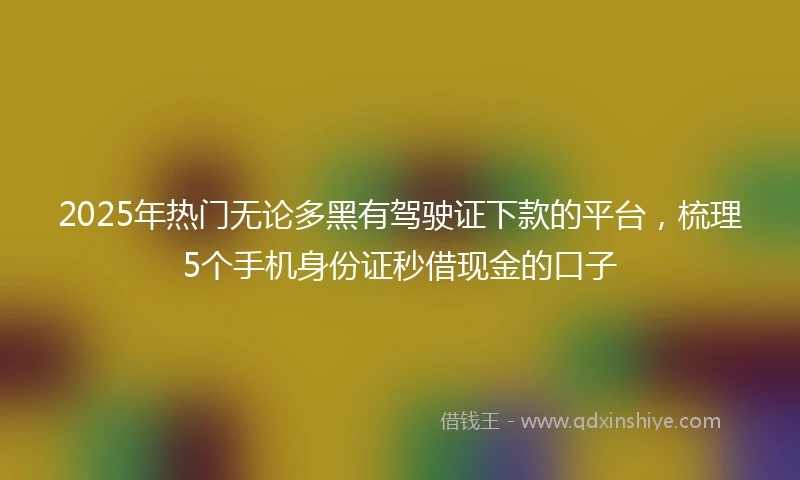 2025年热门无论多黑有驾驶证下款的平台，梳理5个手机身份证秒借现金的口子