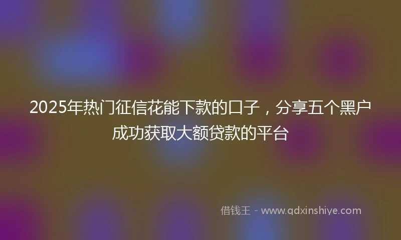2025年热门征信花能下款的口子，分享五个黑户成功获取大额贷款的平台