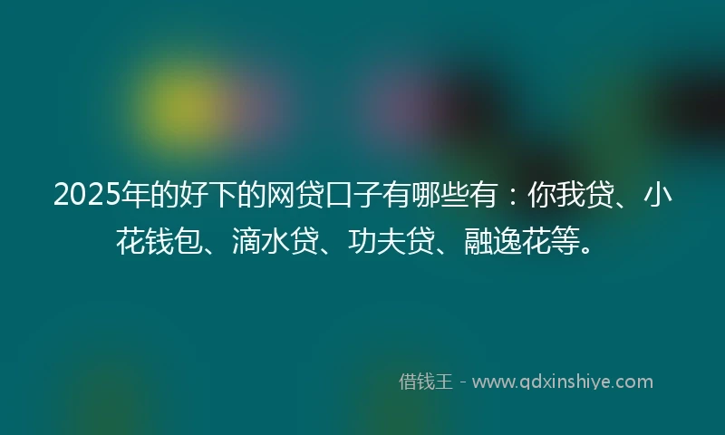 2025年的好下的网贷口子有哪些有：你我贷、小花钱包、滴水贷、功夫贷、融逸花等。