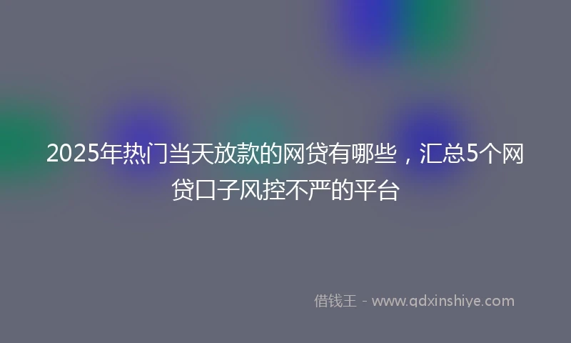 2025年热门当天放款的网贷有哪些，汇总5个网贷口子风控不严的平台
