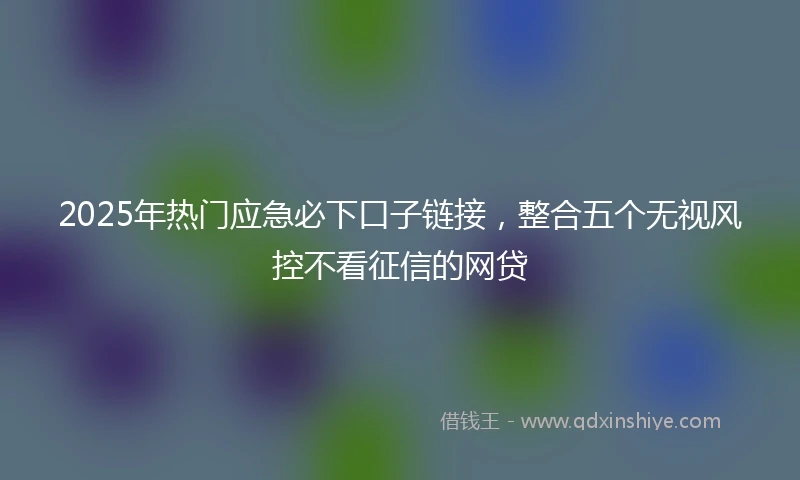 2025年热门应急必下口子链接，整合五个无视风控不看征信的网贷