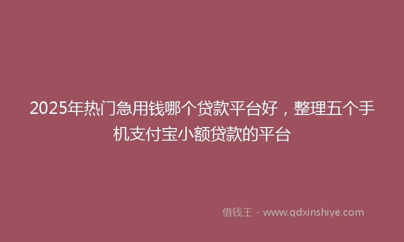 2025年热门急用钱哪个贷款平台好，整理五个手机支付宝小额贷款的平台