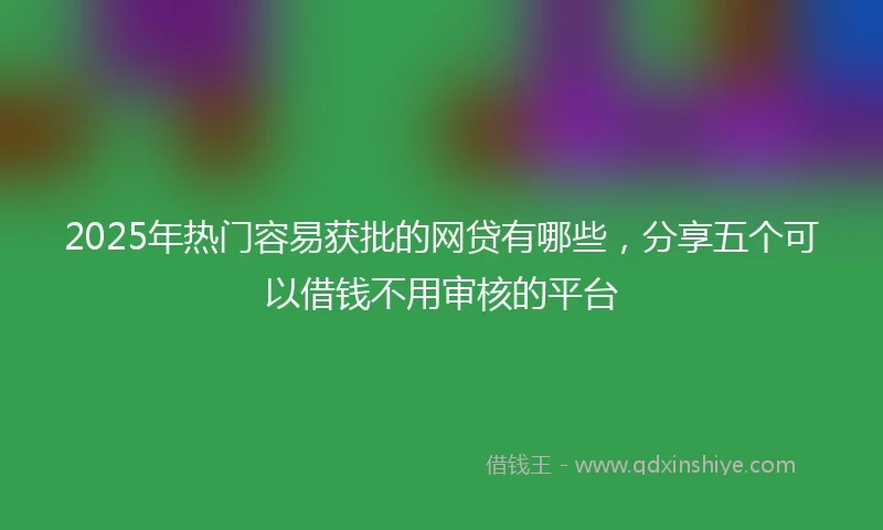 2025年热门容易获批的网贷有哪些，分享五个可以借钱不用审核的平台