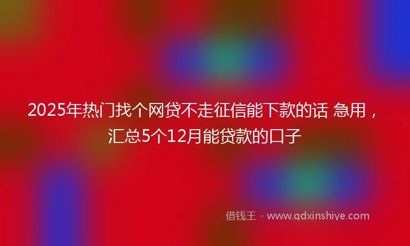 2025年热门找个网贷不走征信能下款的话 急用，汇总5个12月能贷款的口子