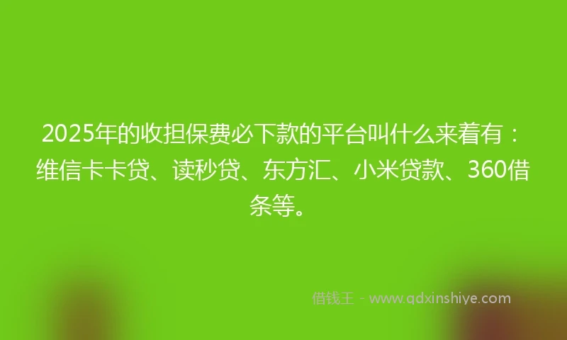2025年的收担保费必下款的平台叫什么来着有：维信卡卡贷、读秒贷、东方汇、小米贷款、360借条等。