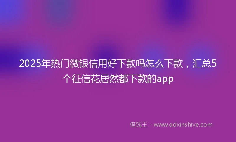 2025年热门微银信用好下款吗怎么下款，汇总5个征信花居然都下款的app