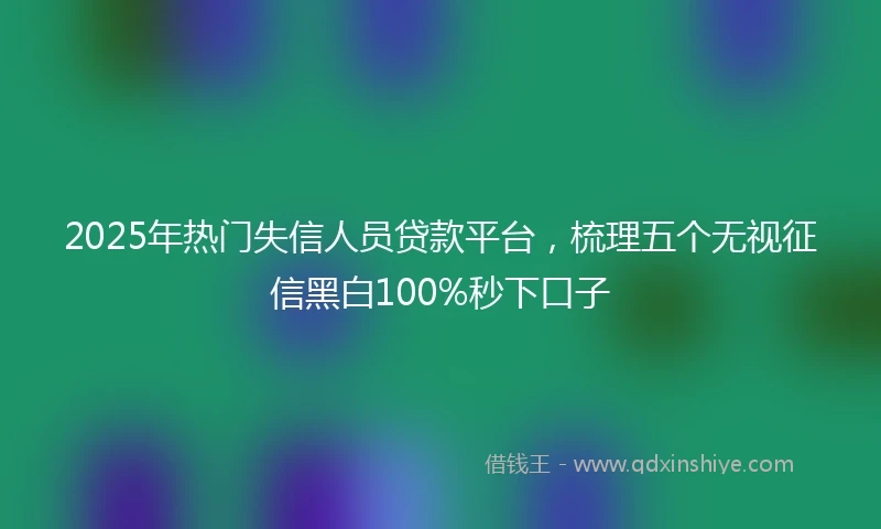2025年热门失信人员贷款平台，梳理五个无视征信黑白100%秒下口子