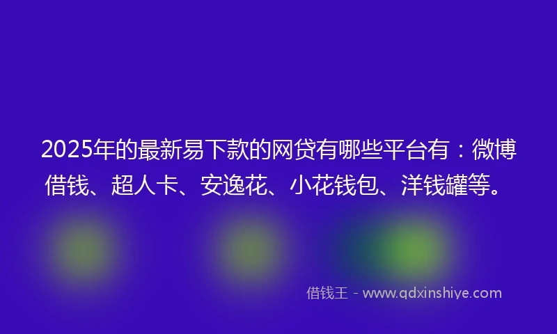 2025年的最新易下款的网贷有哪些平台有：微博借钱、超人卡、安逸花、小花钱包、洋钱罐等。