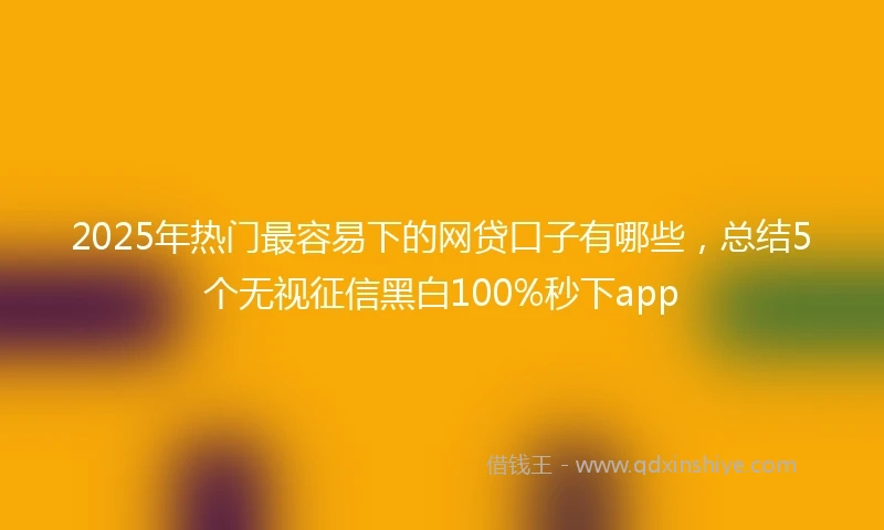 2025年热门最容易下的网贷口子有哪些，总结5个无视征信黑白100%秒下app