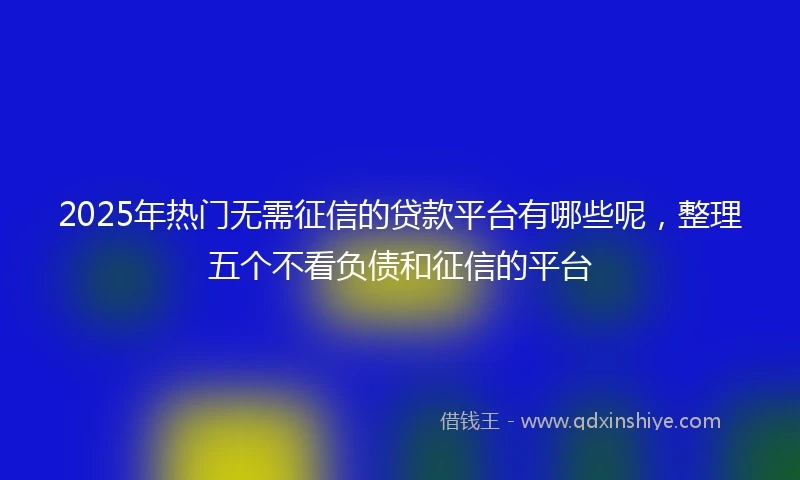 2025年热门无需征信的贷款平台有哪些呢，整理五个不看负债和征信的平台