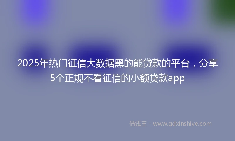 2025年热门征信大数据黑的能贷款的平台，分享5个正规不看征信的小额贷款app