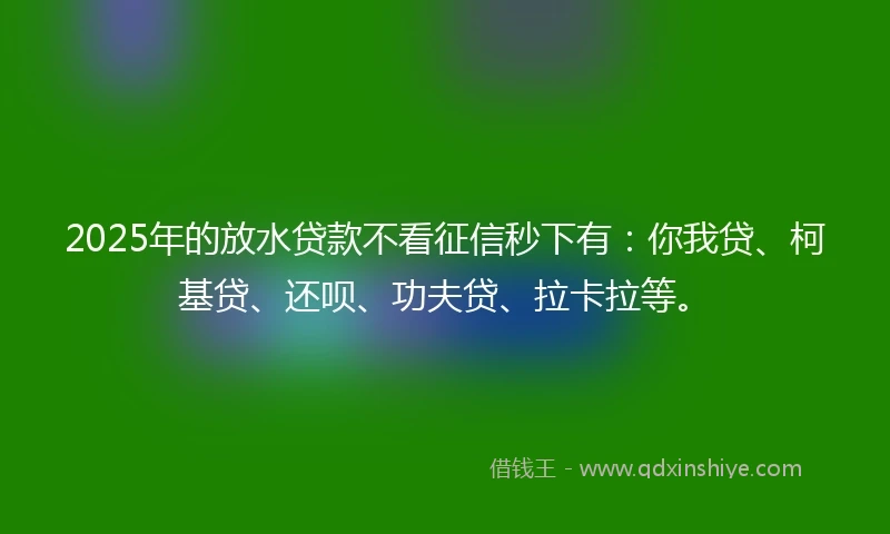 2025年的放水贷款不看征信秒下有：你我贷、柯基贷、还呗、功夫贷、拉卡拉等。