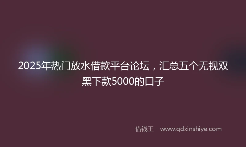 2025年热门放水借款平台论坛，汇总五个无视双黑下款5000的口子