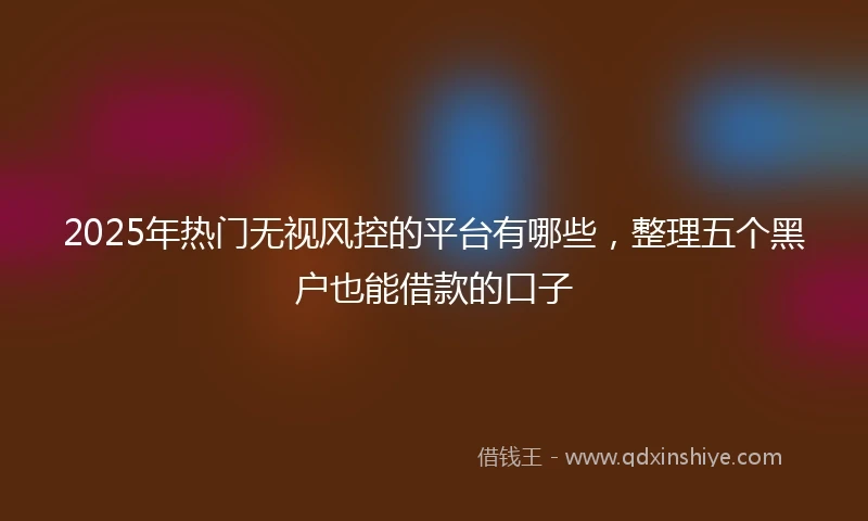 2025年热门无视风控的平台有哪些，整理五个黑户也能借款的口子